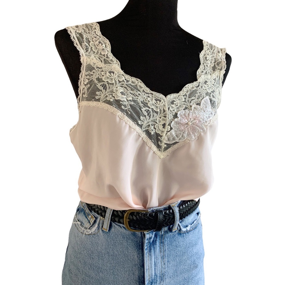 Vintage silky soft pale pink lingerie slip tank